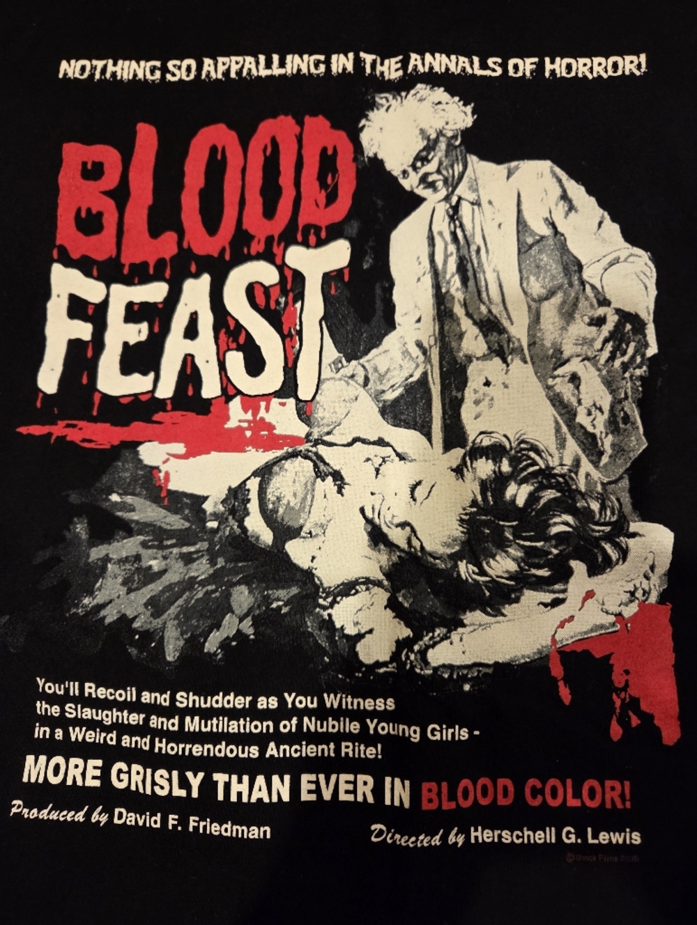 ☠️BLOOD FEAST - VINTAGE MOVIE SHIRT - HOMEMADE SLEEVELESS - MENS SIZE L